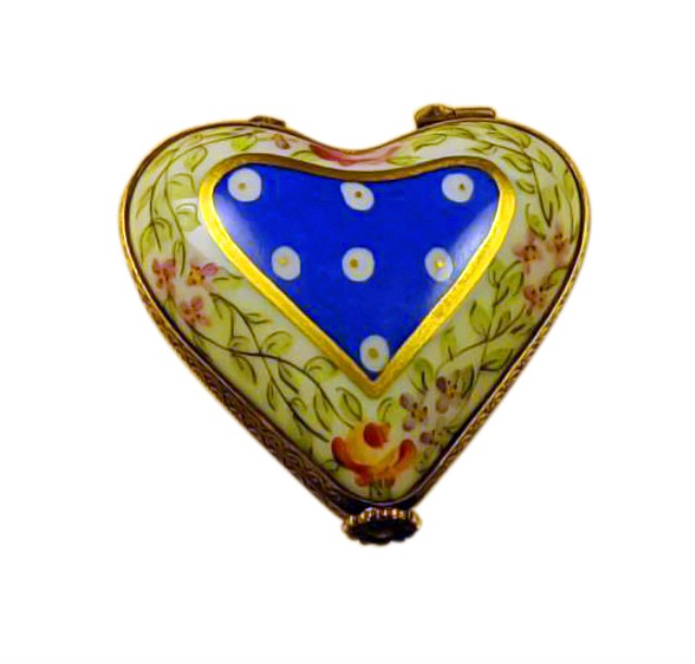 BLUE HEART W/ FLOWERS