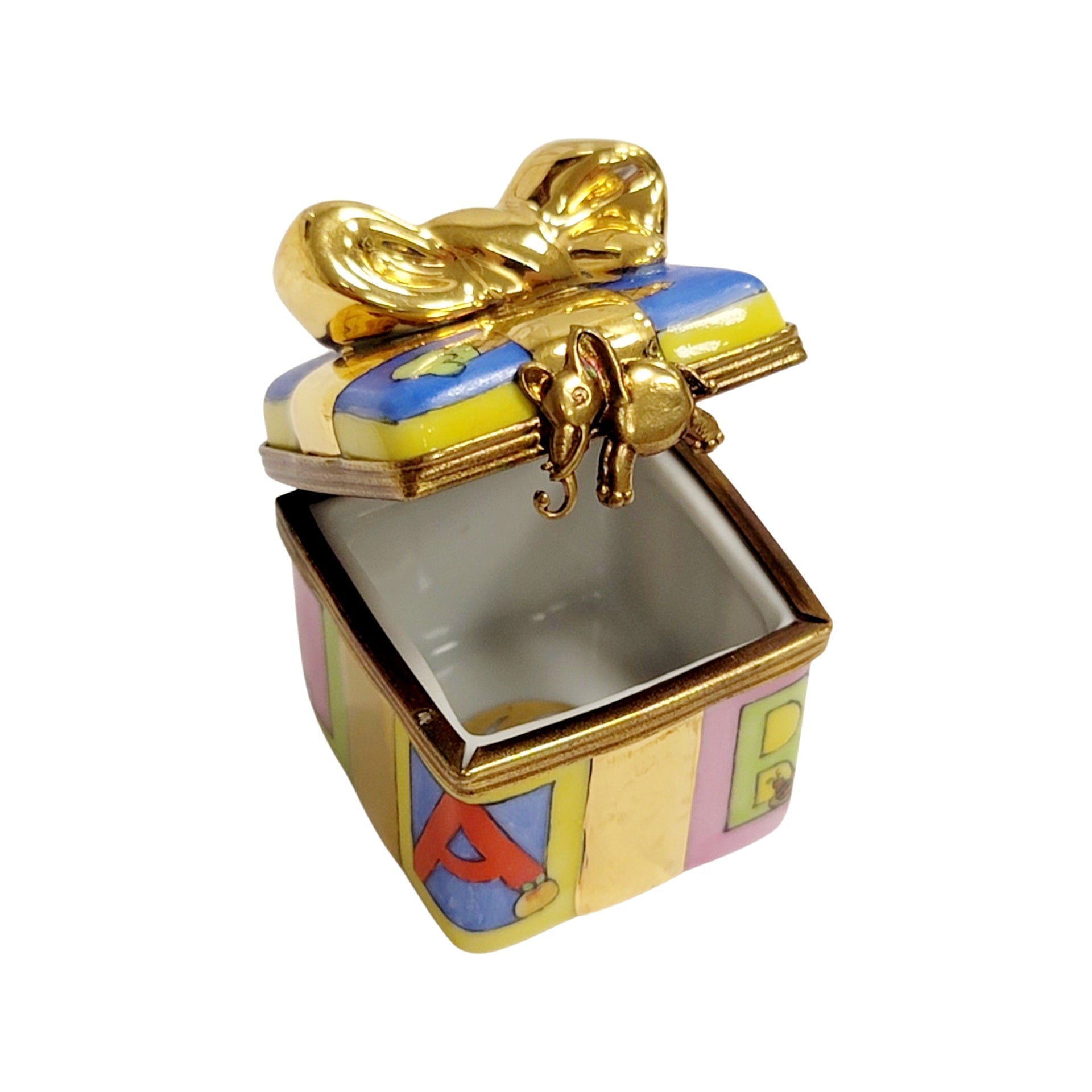 Baby Block Gift Box Treasure Porcelain Limoges baby French Trinket Box
