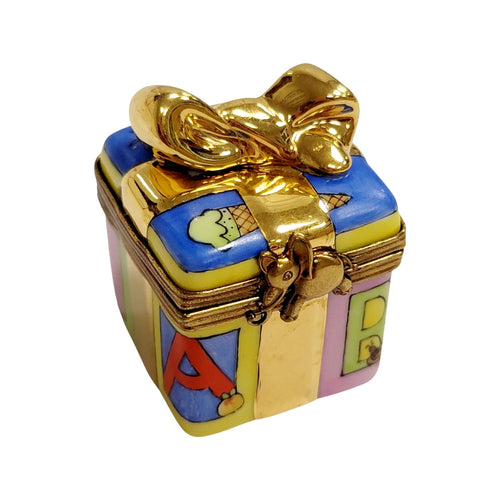 Baby Block Gift Box Treasure Porcelain Limoges baby French Trinket Box