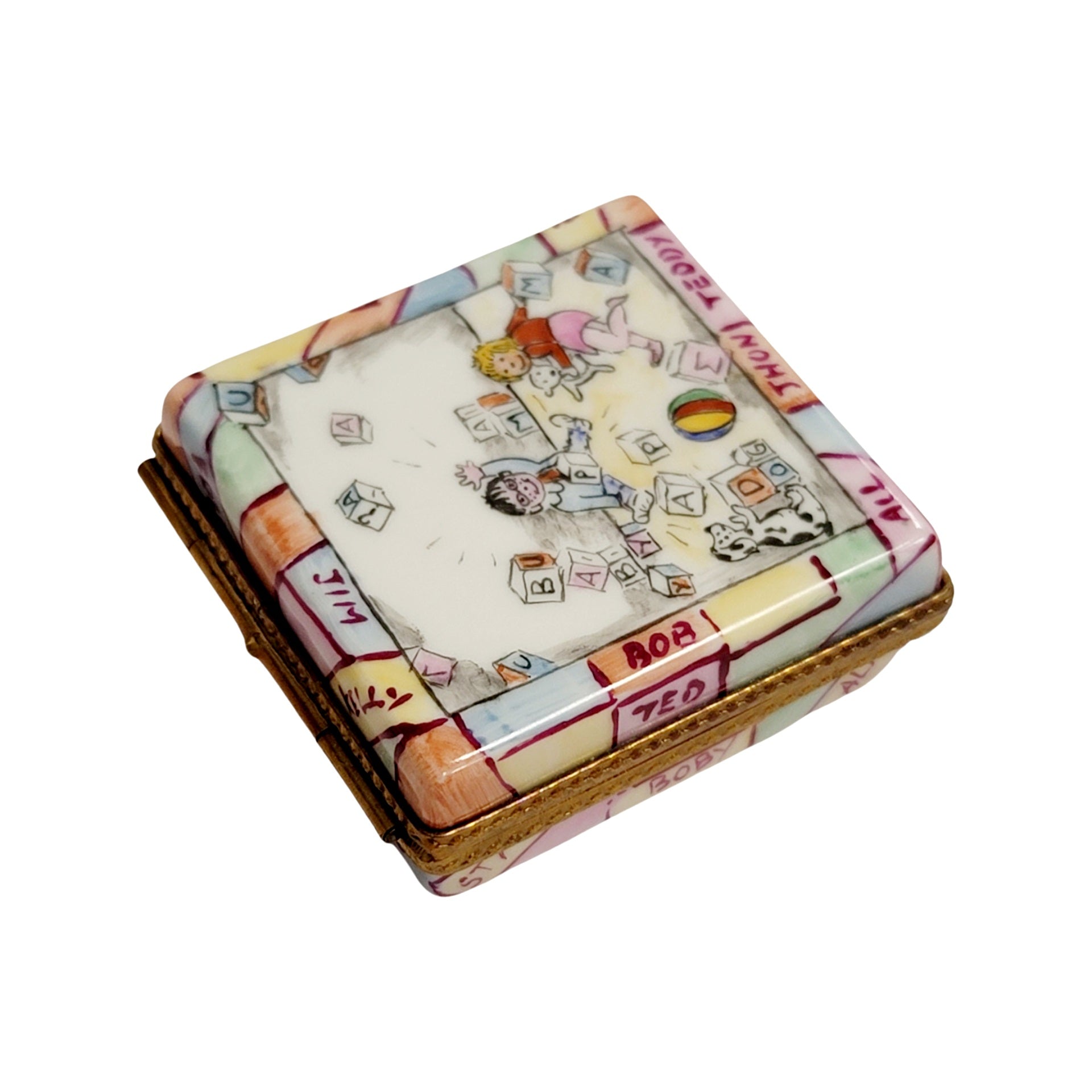 Baby Blocks Limoges Box Figurine Porcelain Limoges baby French Trinket Box