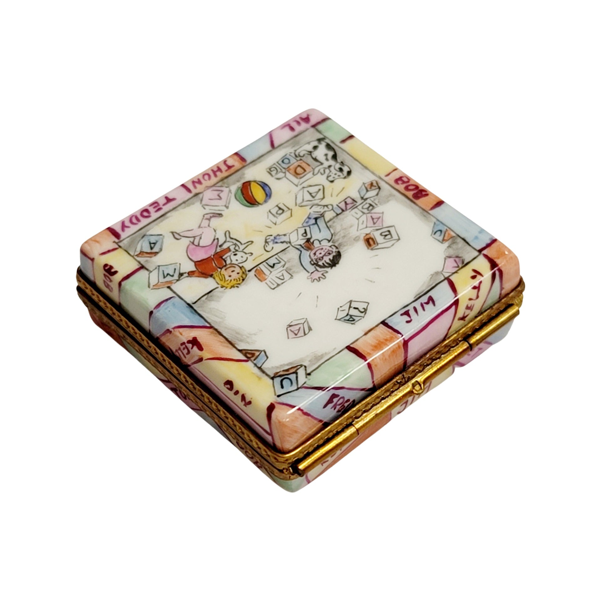 Baby Blocks Limoges Box Figurine Porcelain Limoges baby French Trinket Box