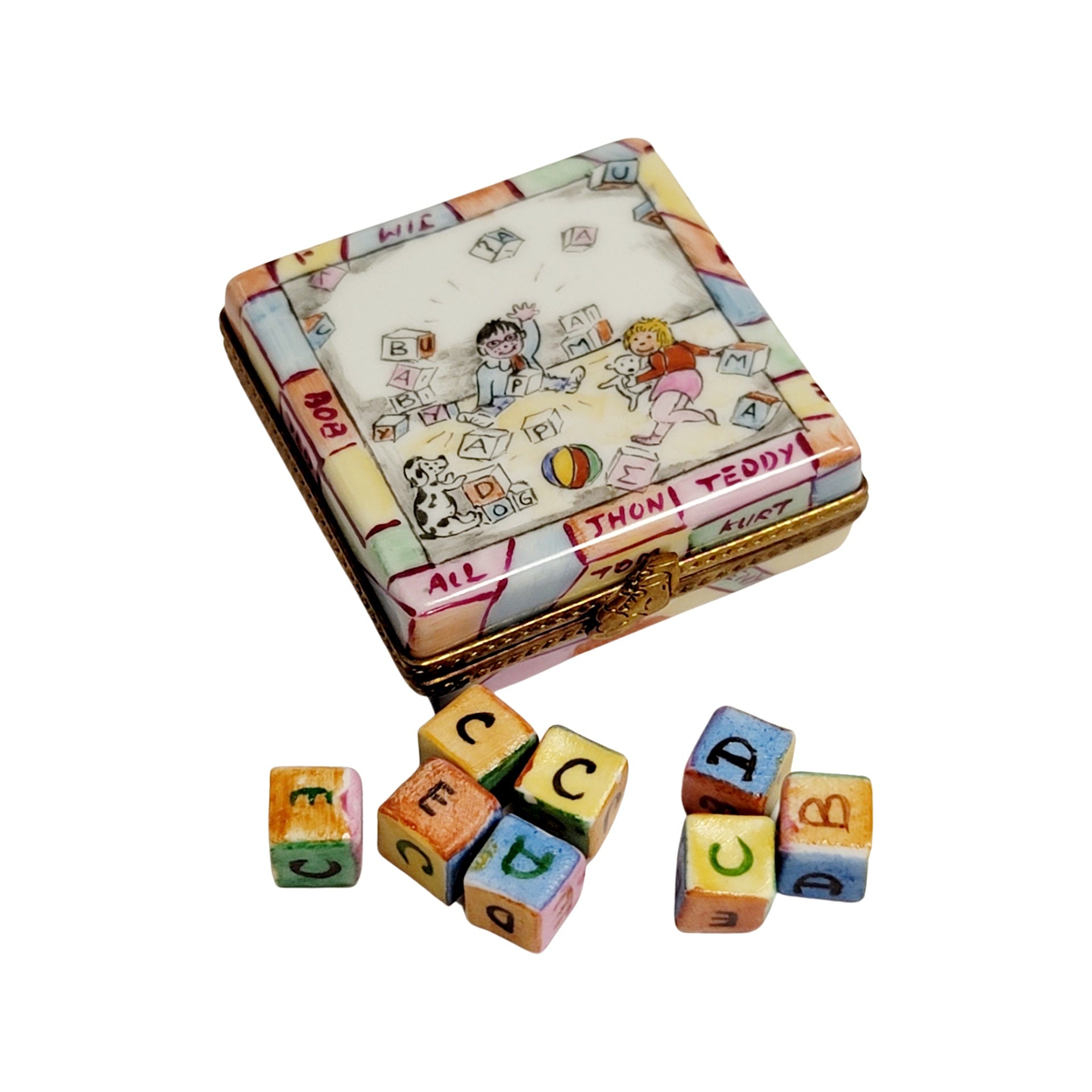 Baby Blocks Limoges Box Figurine Porcelain Limoges baby French Trinket Box