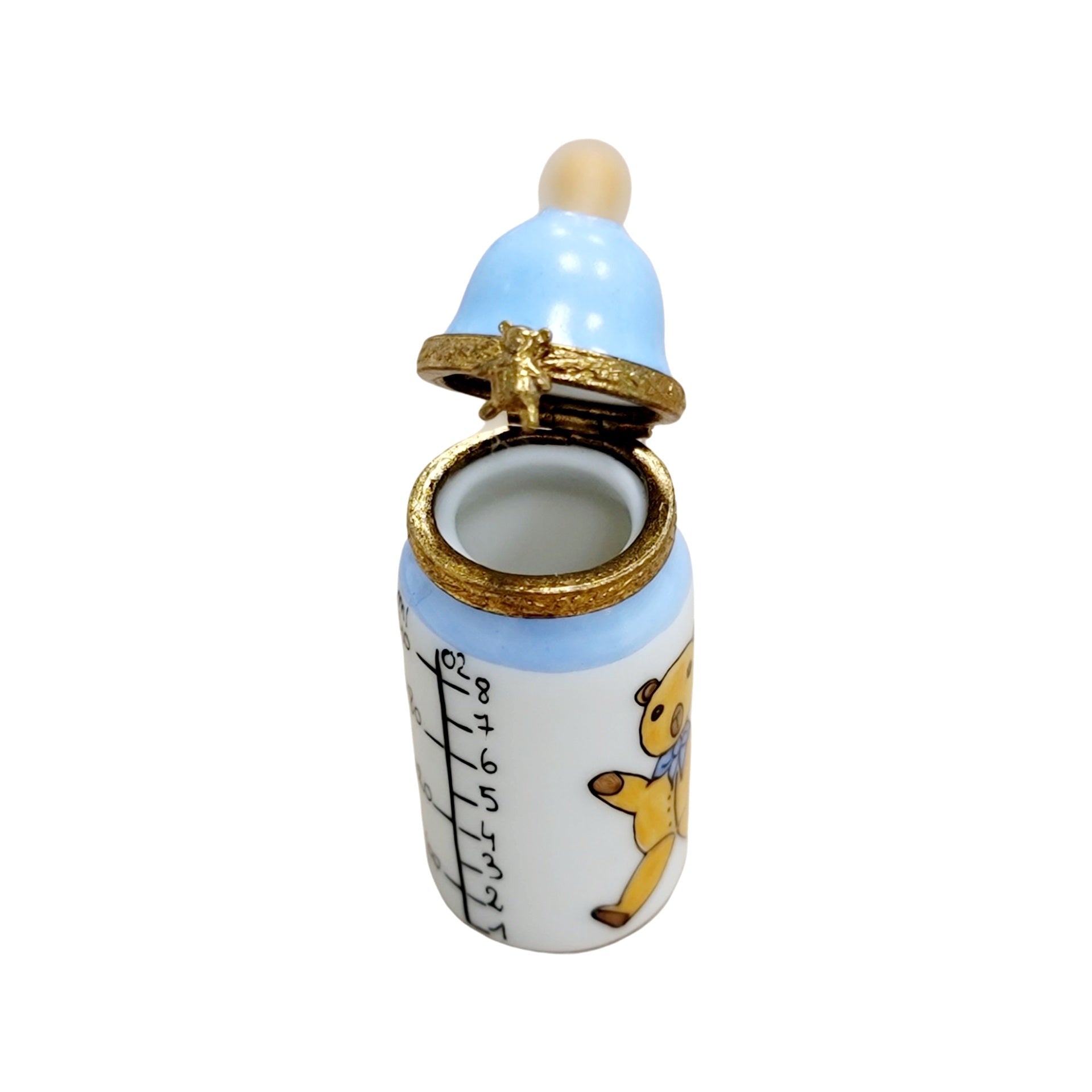 Blue Baby Bottle Limoges Box Porcelain Limoges baby French Trinket Box