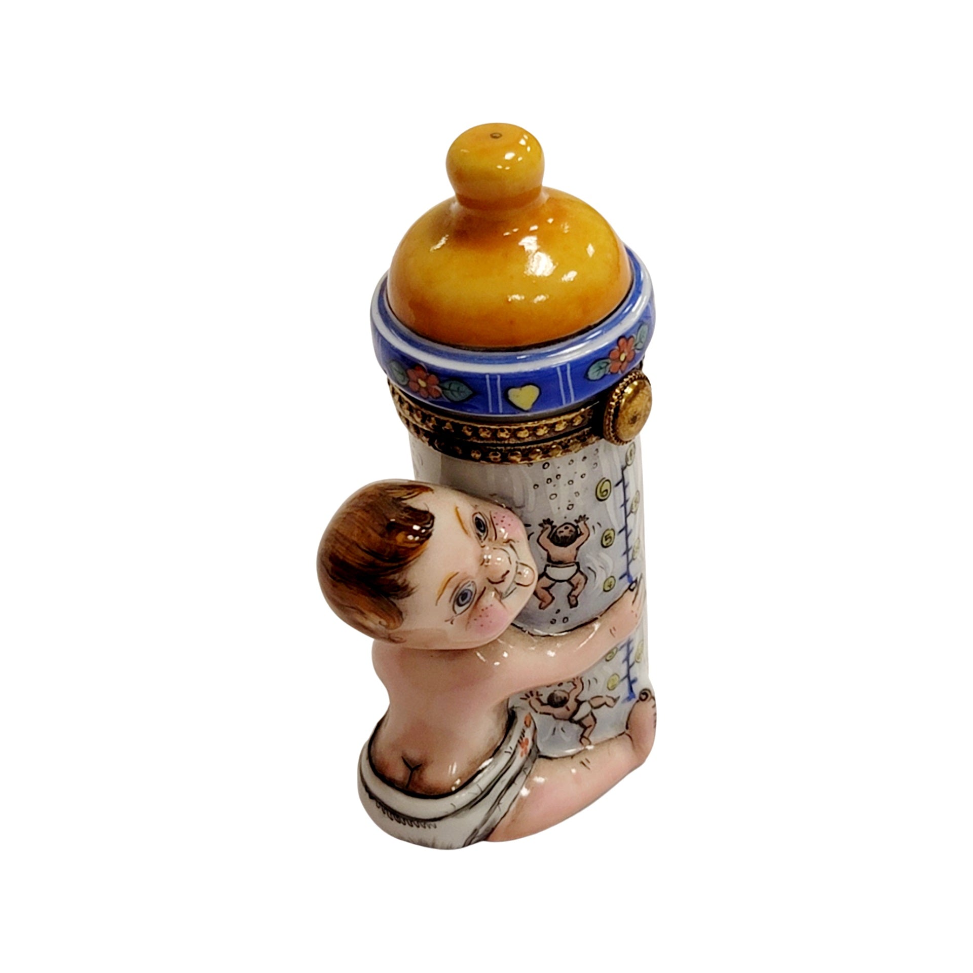 Baby Bottle Cherub Limoges Box Porcelain Limoges Limoges Boxes baby figurine maternity French Trinket Box