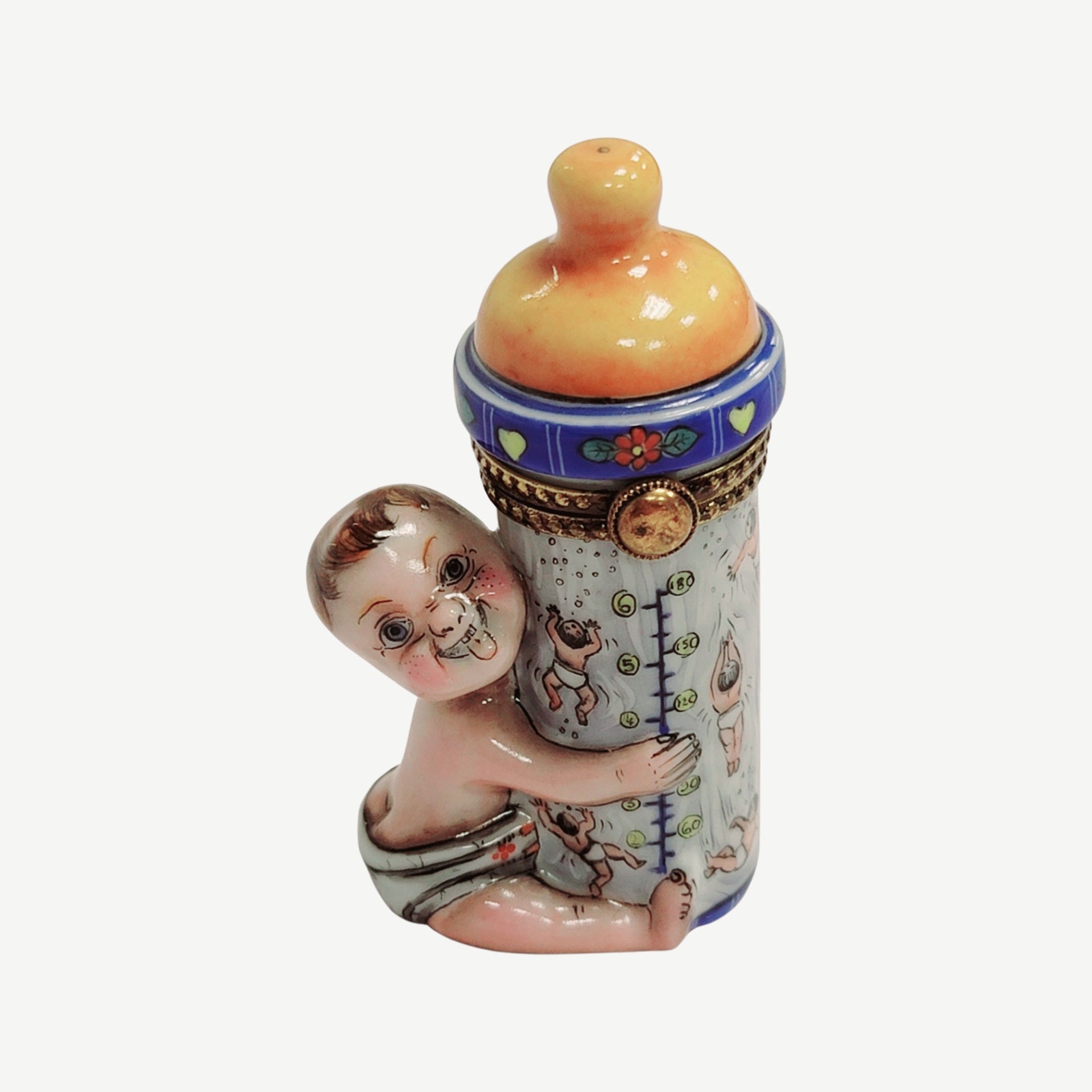 Baby Bottle Cherub Limoges Box Porcelain Limoges Limoges Boxes baby figurine maternity French Trinket Box