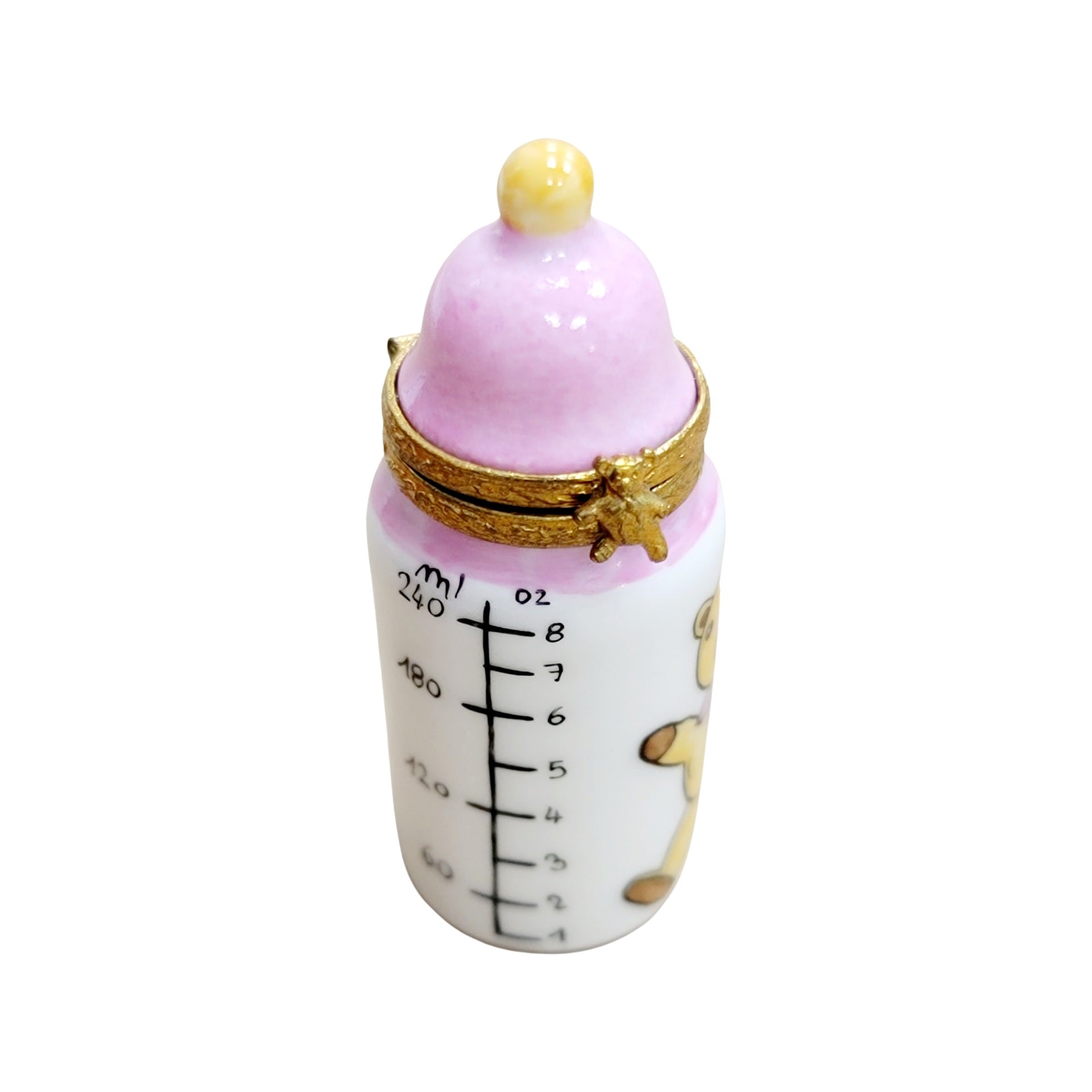 Pink Baby Bottle Limoges Box Porcelain Limoges baby French Trinket Box