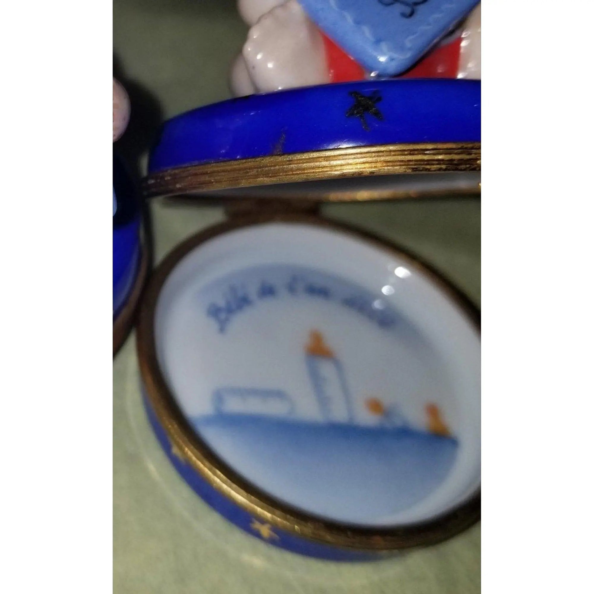 Baby Boy First Birthday Keepsake Porcelain Limoges Babies Figurine French Trinket Box