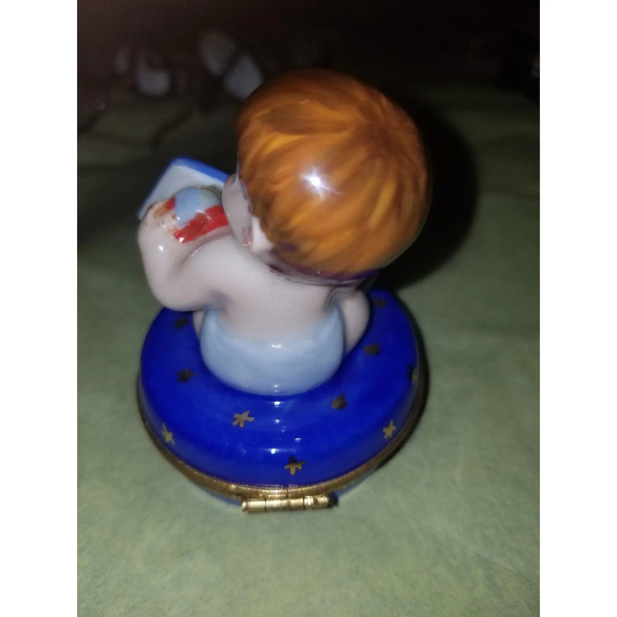 Baby Boy First Birthday Keepsake Porcelain Limoges Babies Figurine French Trinket Box