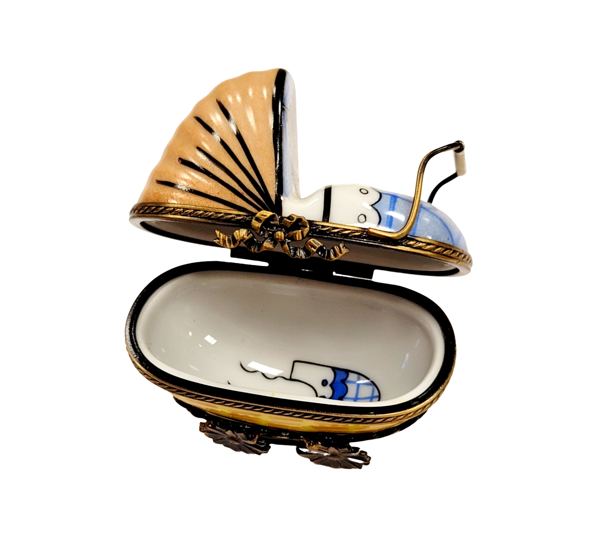 Baby Carriage Limoges Box Porcelain Limoges Babies Figurine French Trinket Box