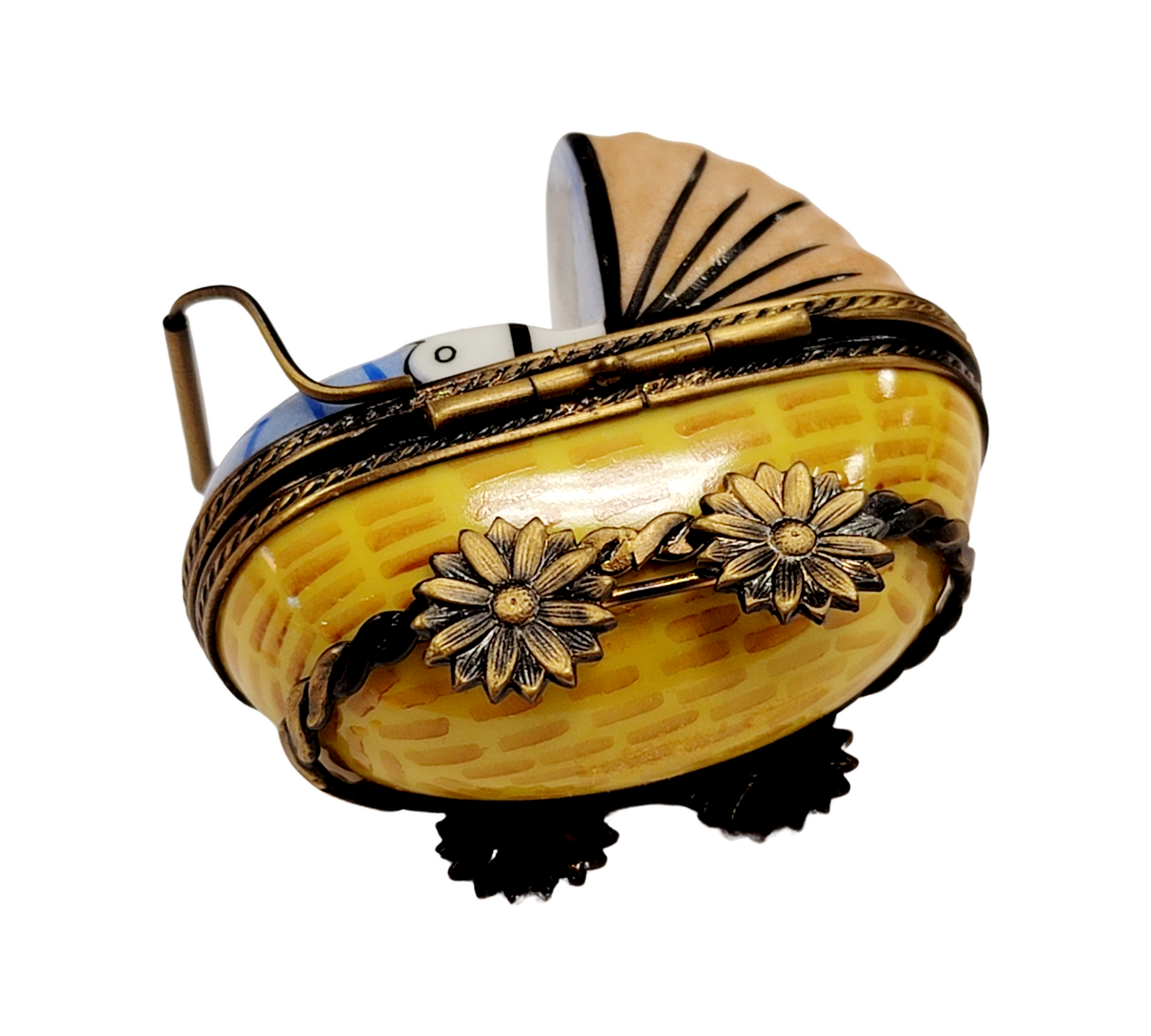 Baby Carriage Limoges Box Porcelain Limoges Babies Figurine French Trinket Box