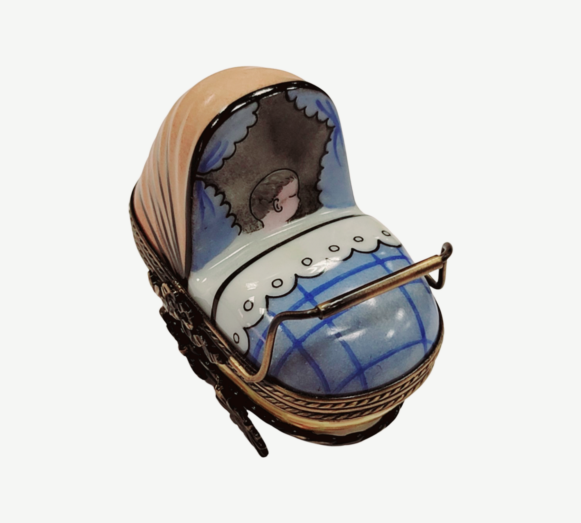 Baby Carriage Limoges Box Porcelain Limoges Babies Figurine French Trinket Box