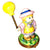 Baby Girl with Yellow Balloon Porcelain Limoges baby carnival French Trinket Box