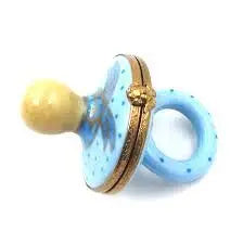 Baby Pacifier: Blue Porcelain Limoges Baby Gifts French Trinket Box