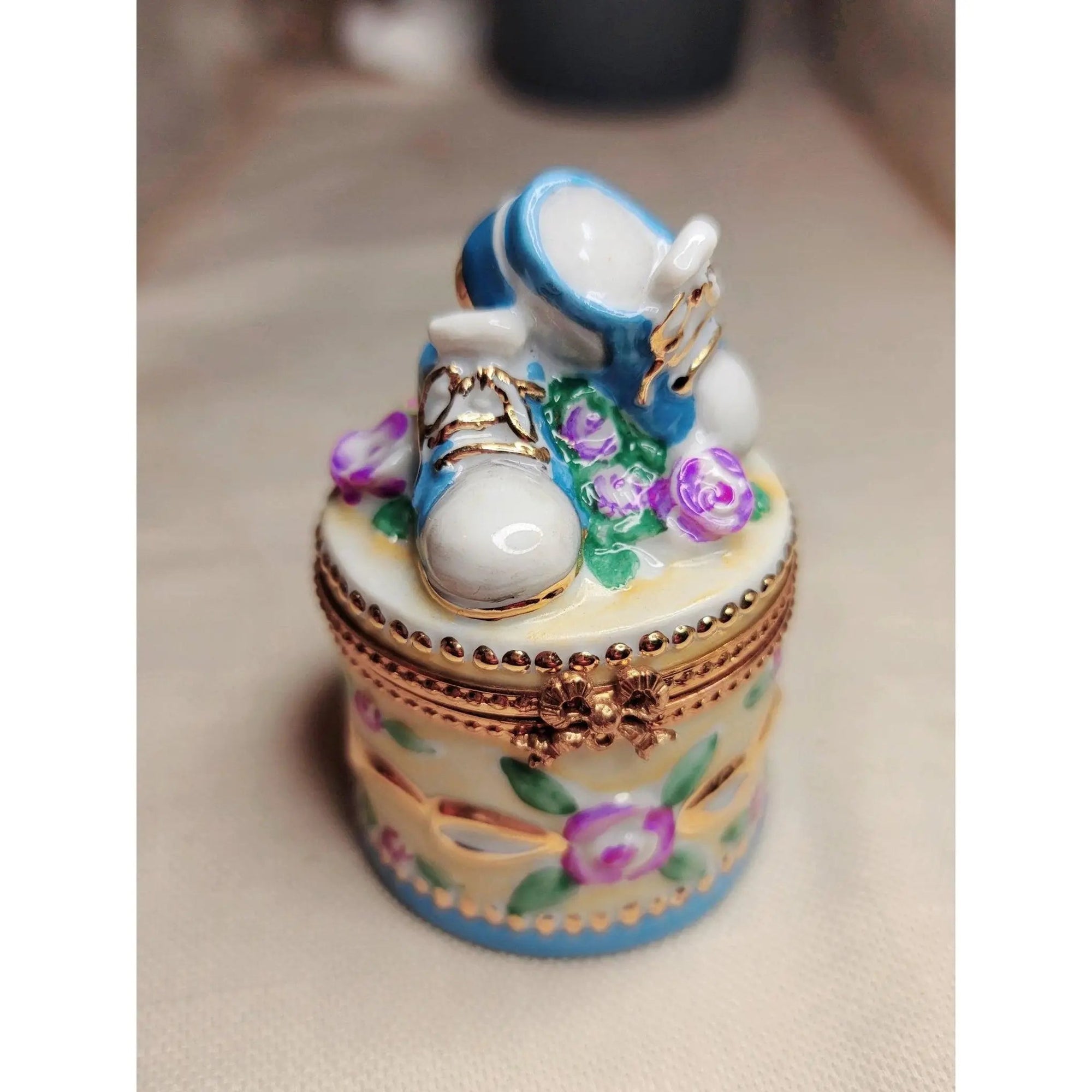 Baby Shoes Limoges Trinket Box Porcelain Limoges baby limoges box babies maternity French Trinket Box