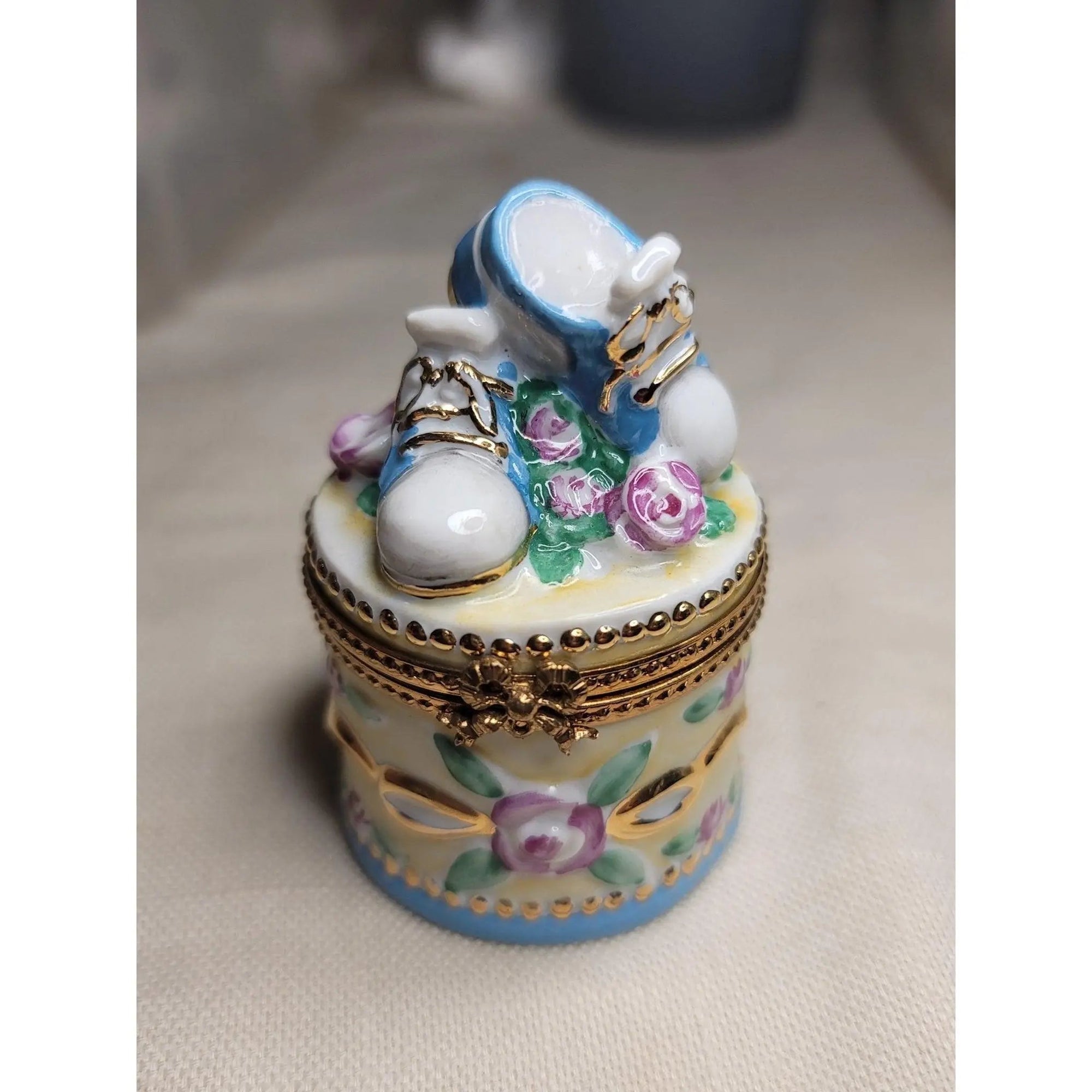 Baby Shoes Limoges Trinket Box Porcelain Limoges baby limoges box babies maternity French Trinket Box