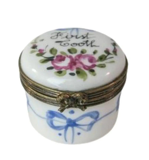 Baby Tooth Round Porcelain Limoges BABY maternity LIMOGES BOXES French Trinket Box