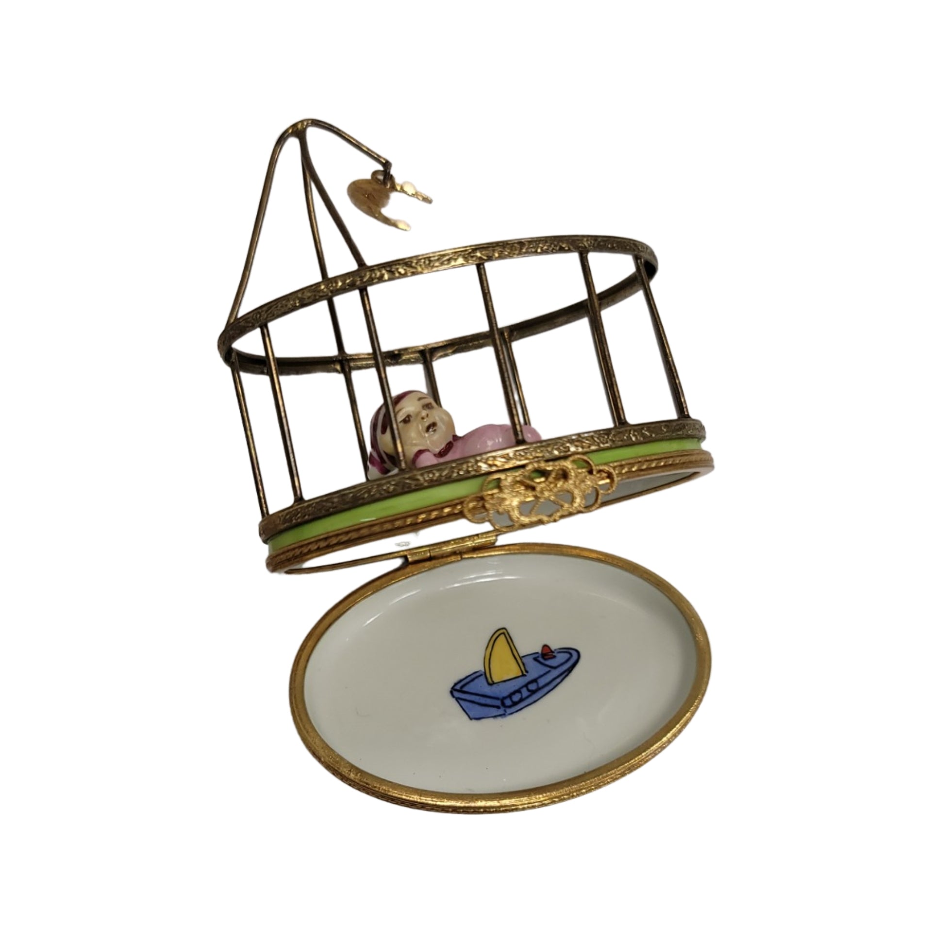 Baby Playpen Porcelain Figurine Porcelain Limoges Babies Figurine French Trinket Box