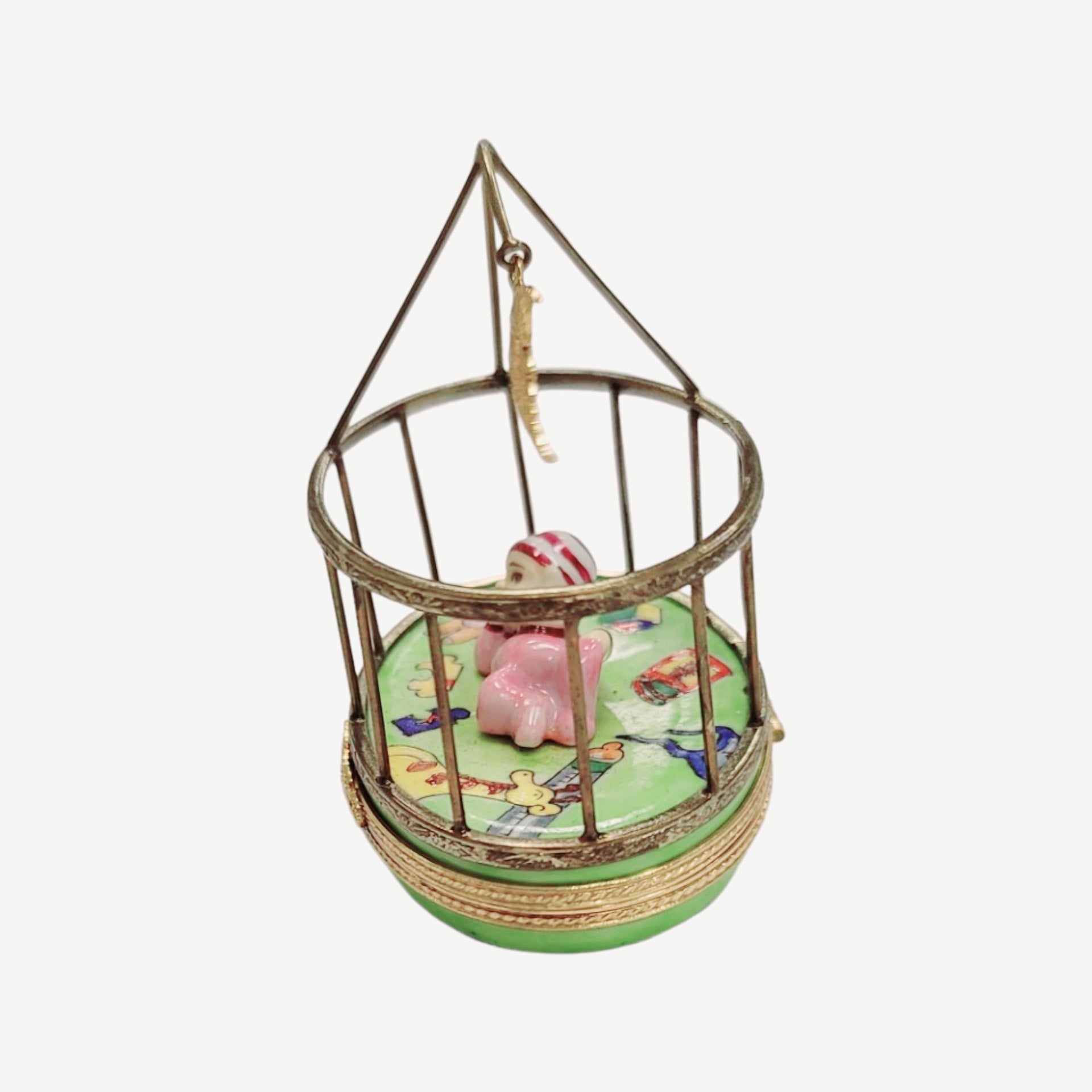 Baby Playpen Porcelain Figurine Porcelain Limoges Babies Figurine French Trinket Box