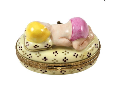 Pink Baby Sleeping Authentic Limoges Box