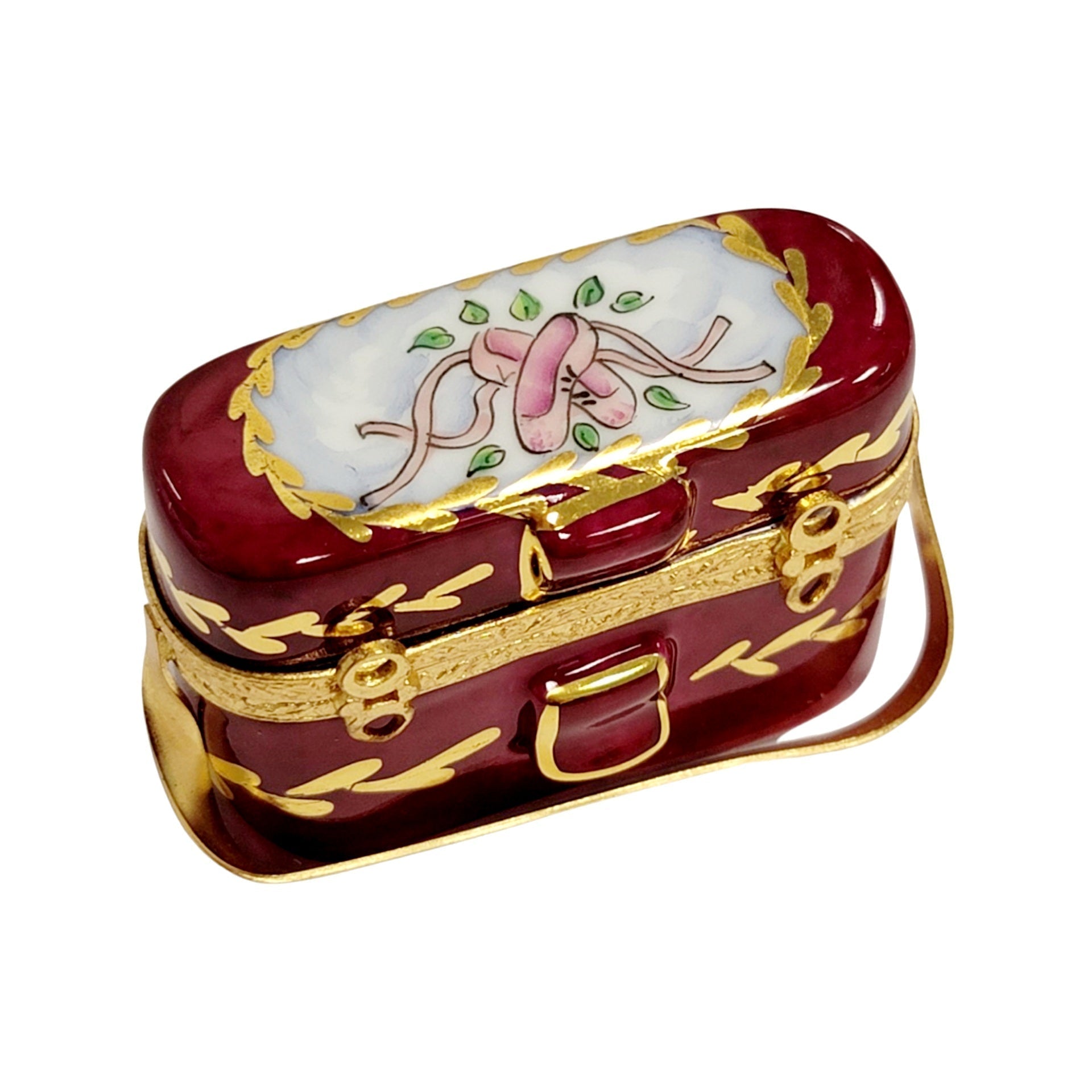 Ballerina Slippers Limoges Box Porcelain Limoges Dance bags fine art French Trinket Box