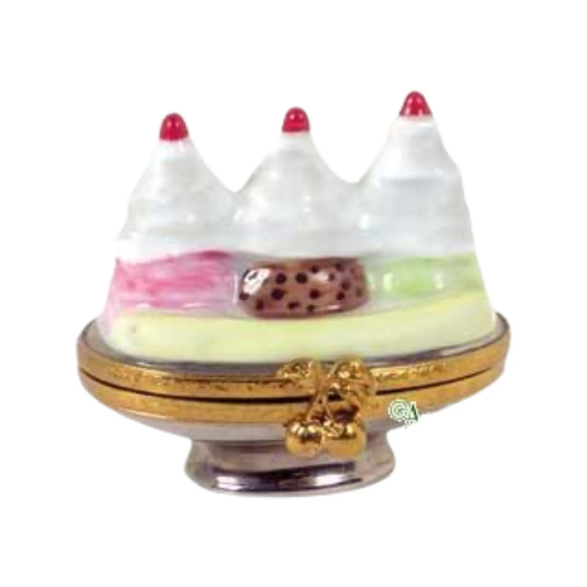 Banana Split Sundae Ice cream Boutique Porcelain Limoges Dessert French Trinket Box