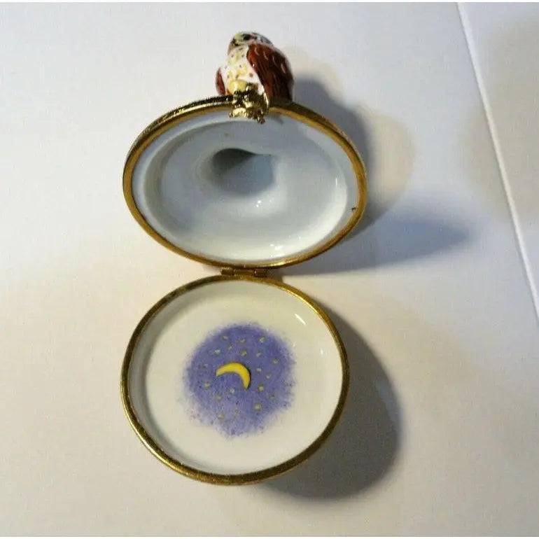 Barn Owl Porcelain Limoges Wild Birds French Trinket Box