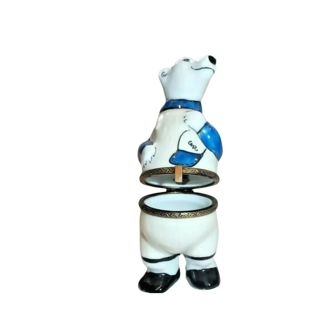 Baseball Polar Bear Porcelain Limoges bear sports French Trinket Box