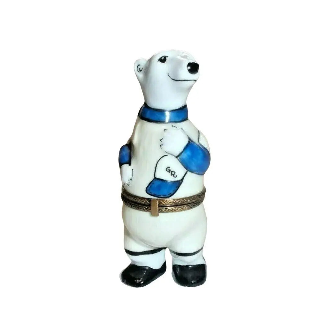 Baseball Polar Bear Porcelain Limoges bear sports French Trinket Box
