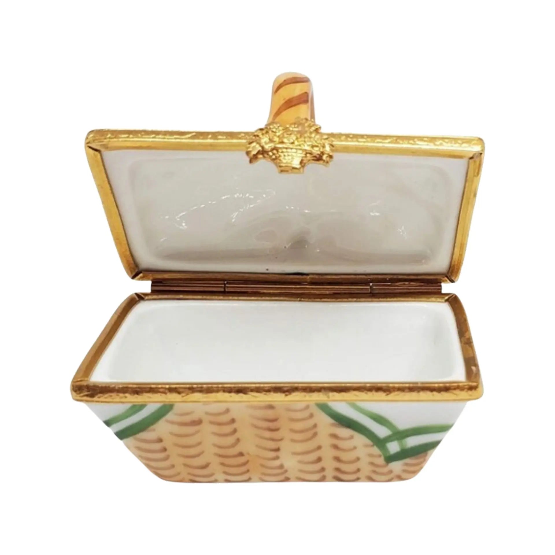 Basket: Picnic Porcelain Limoges Basket Home French Trinket Box