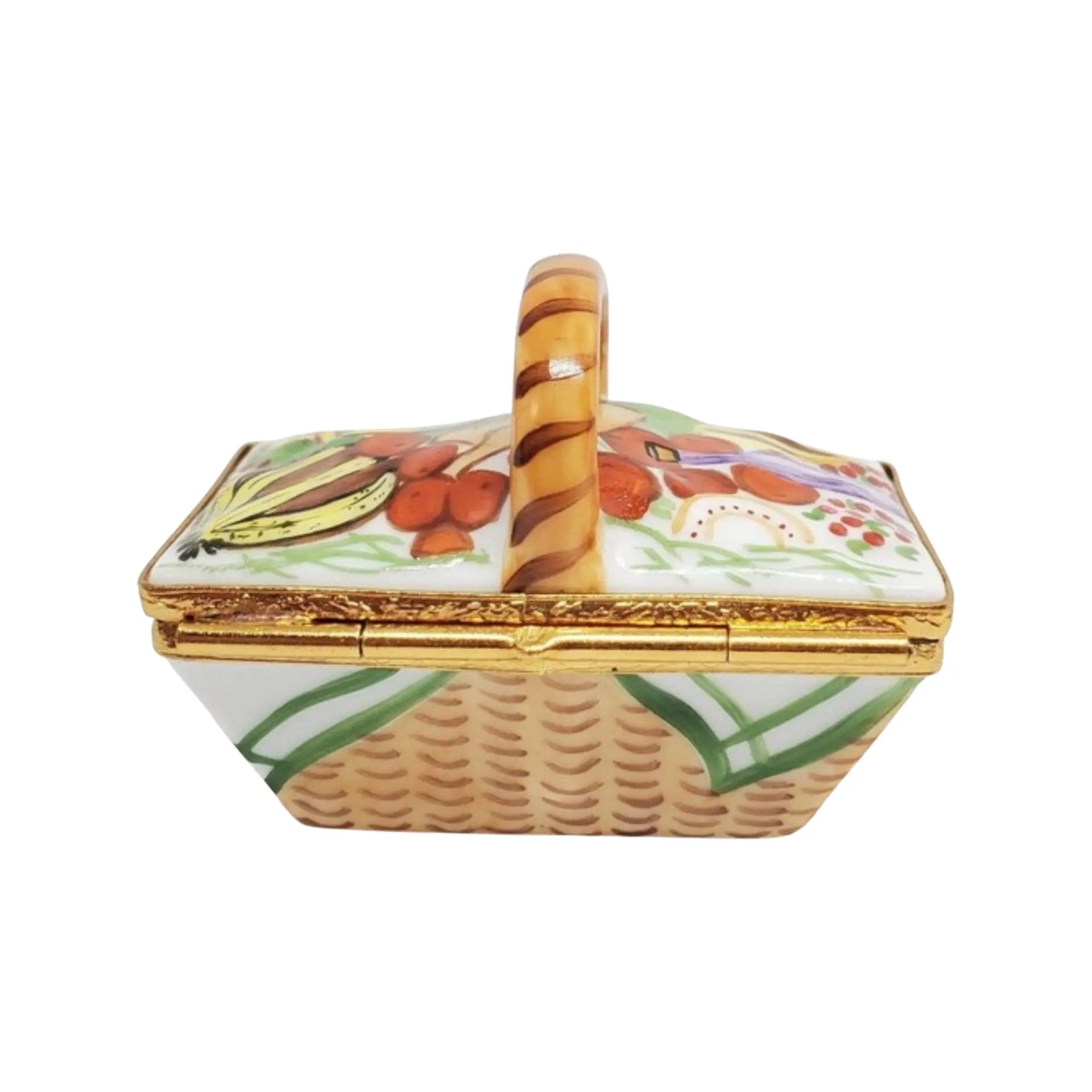 Basket: Picnic Porcelain Limoges Basket Home French Trinket Box