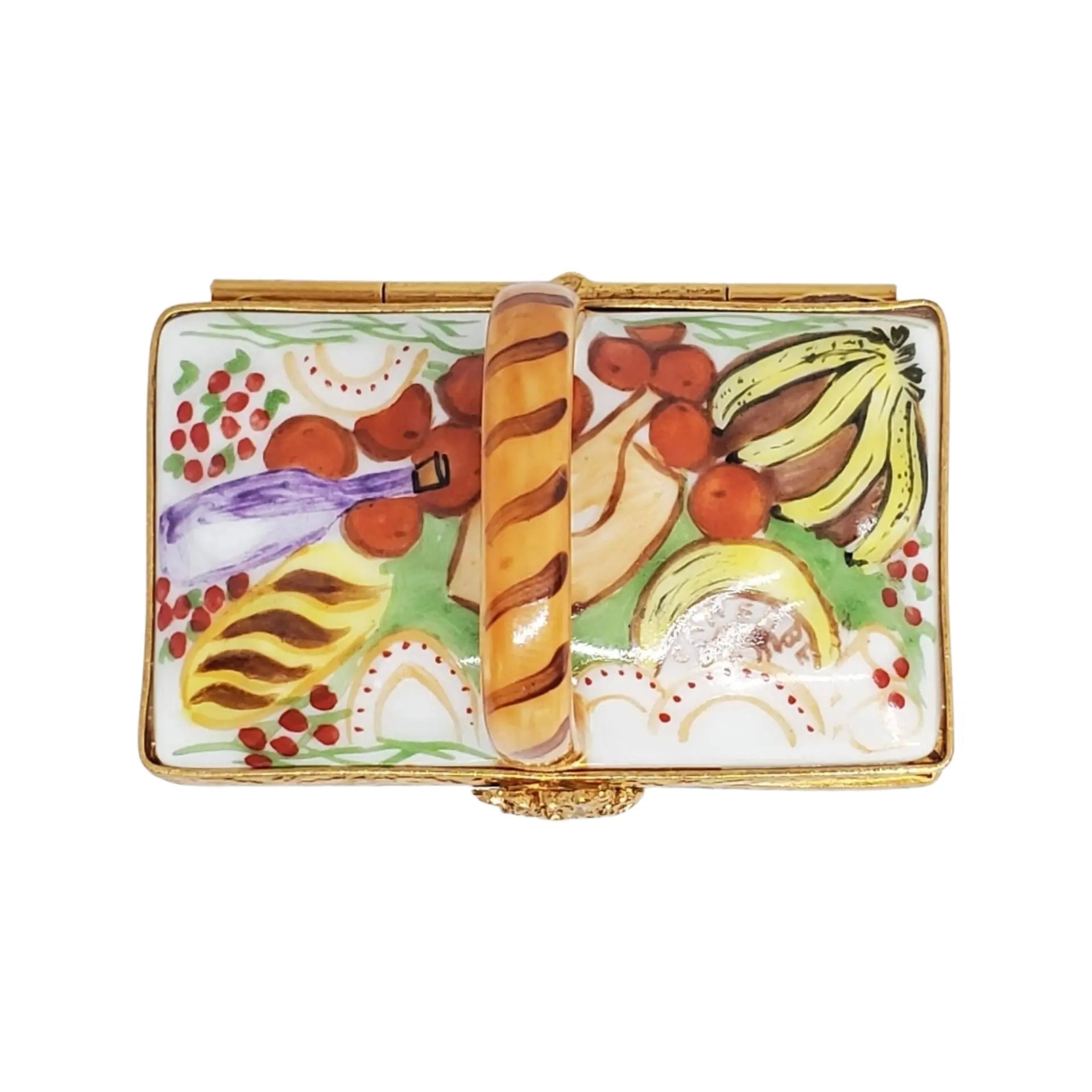 Basket: Picnic Porcelain Limoges Basket Home French Trinket Box