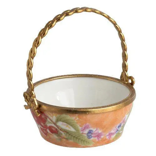 Basket w Fruits Decal Porcelain Limoges Fruit Basket Garden French Trinket Box