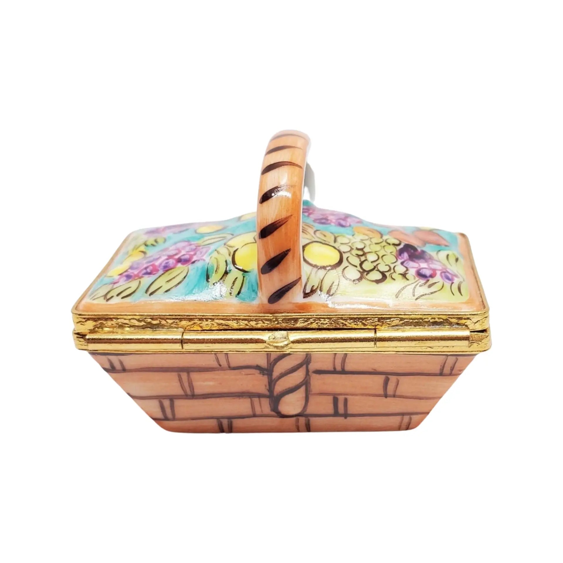 Basket w Fruits From Garden Porcelain Limoges Fruit Basket Garden French Trinket Box