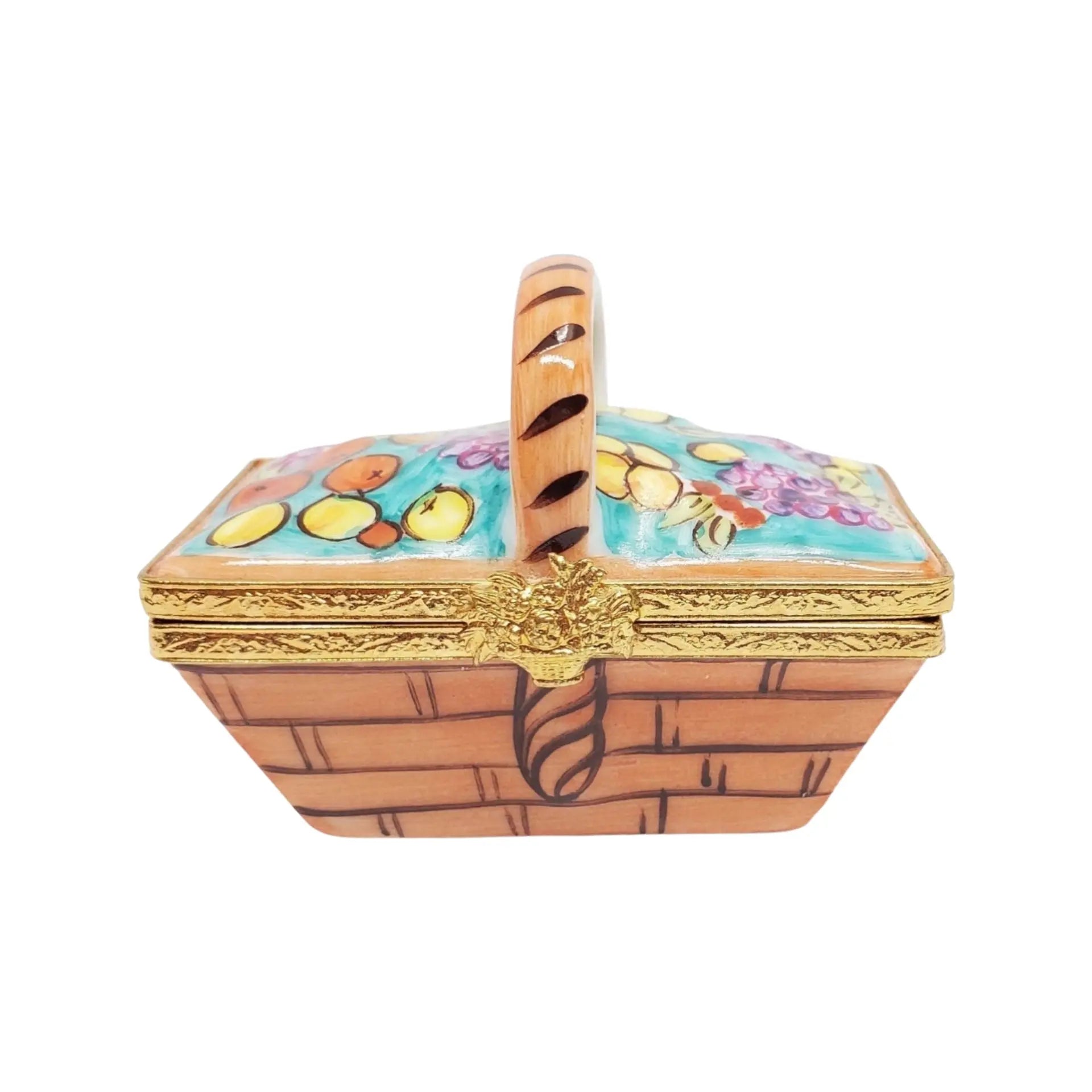 Basket w Fruits From Garden Porcelain Limoges Fruit Basket Garden French Trinket Box