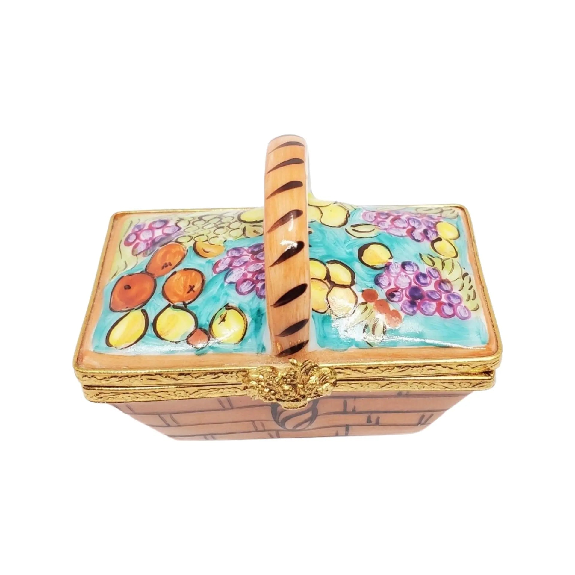 Basket w Fruits From Garden Porcelain Limoges Fruit Basket Garden French Trinket Box