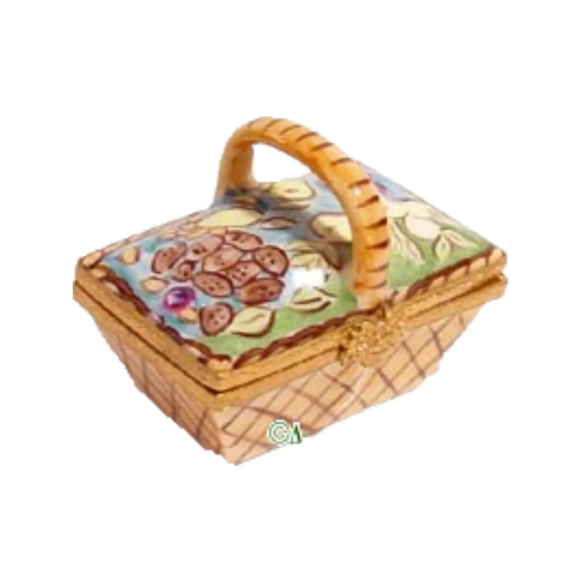 Basket w Vegetables Porcelain Limoges Fruit Basket Garden French Trinket Box