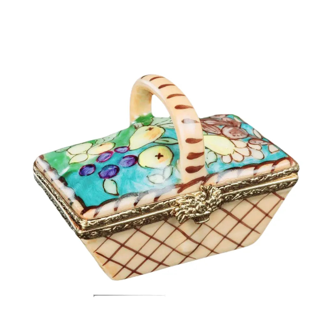 Basket w Vegetables Porcelain Limoges Fruit Basket Garden French Trinket Box