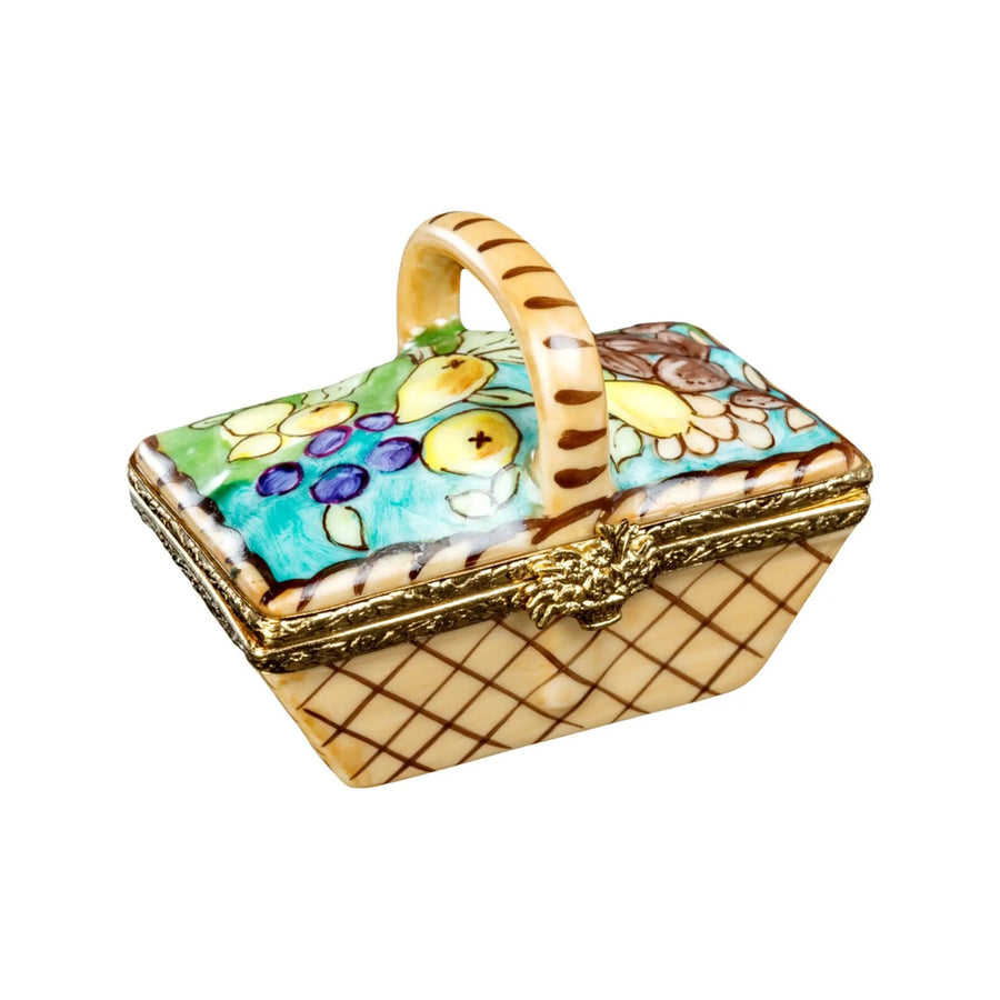 Basket w Vegetables Porcelain Limoges Fruit Basket Garden French Trinket Box