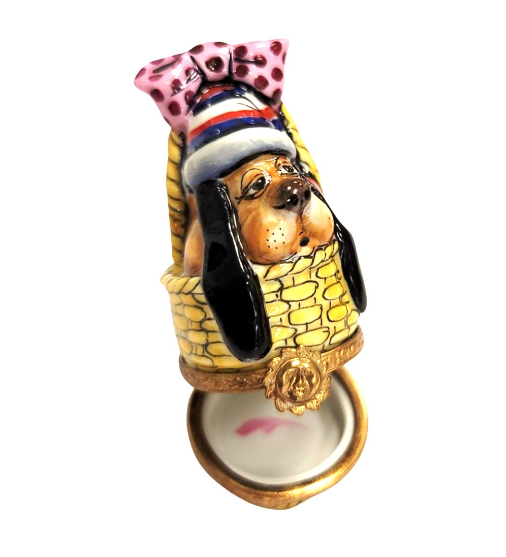 Bassett Hound Dog Porcelain Figurine Porcelain Limoges dog limoges box French Trinket Box