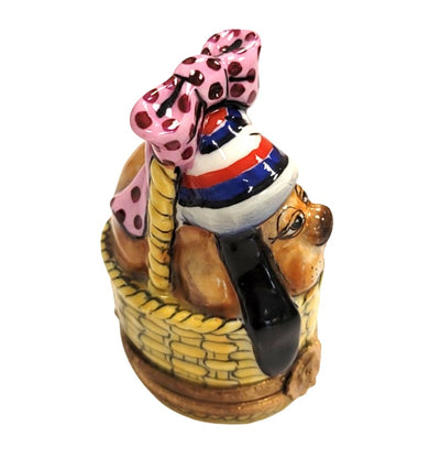 Bassett Hound Dog Porcelain Figurine Porcelain Limoges dog limoges box French Trinket Box
