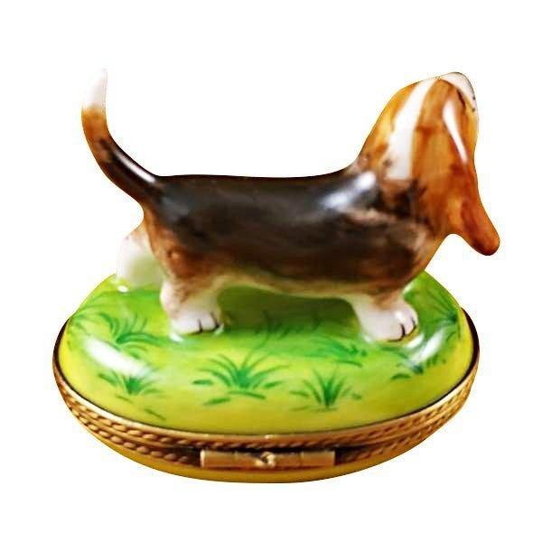 Bassett Hound Dog limoges box Porcelain Limoges Dog LIMOGES BOXES French Trinket Box