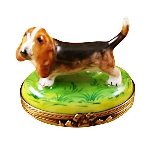 Bassett Hound Dog limoges box Porcelain Limoges Dog LIMOGES BOXES French Trinket Box