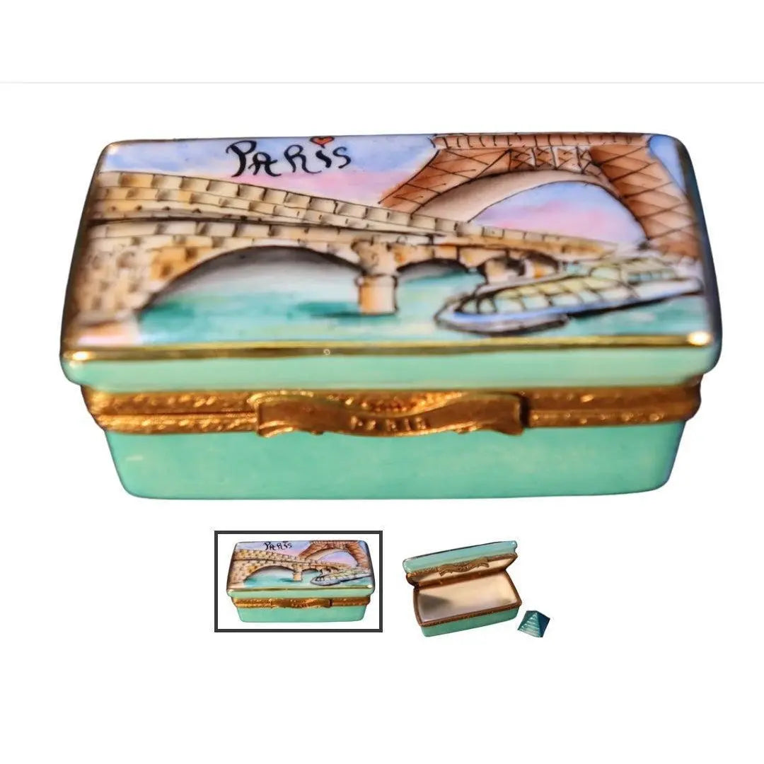 Bateau Mouche Long Porcelain Limoges France French Trinket Box