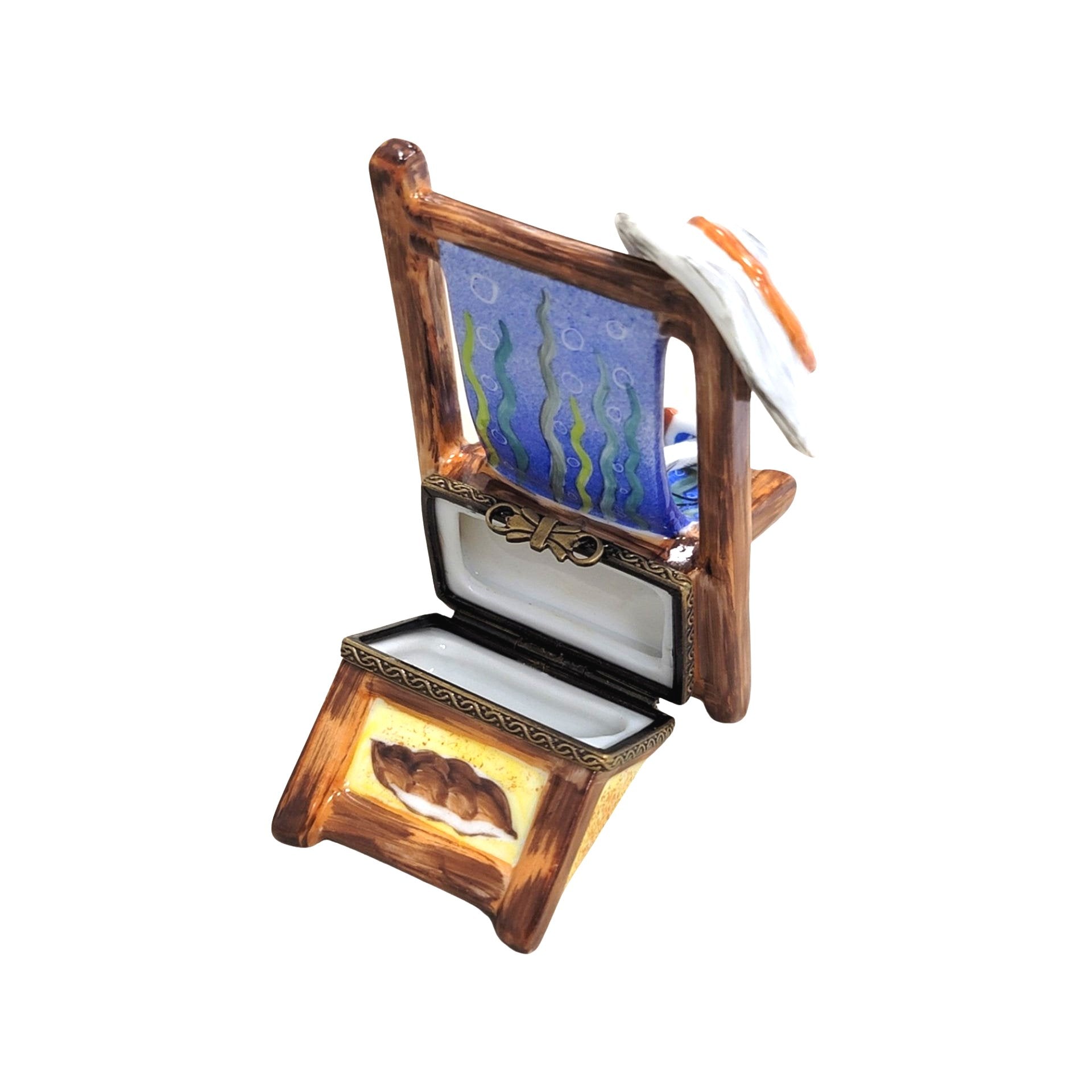 Beach Chair Seahorse Figurine Porcelain Limoges beach ocean French Trinket Box