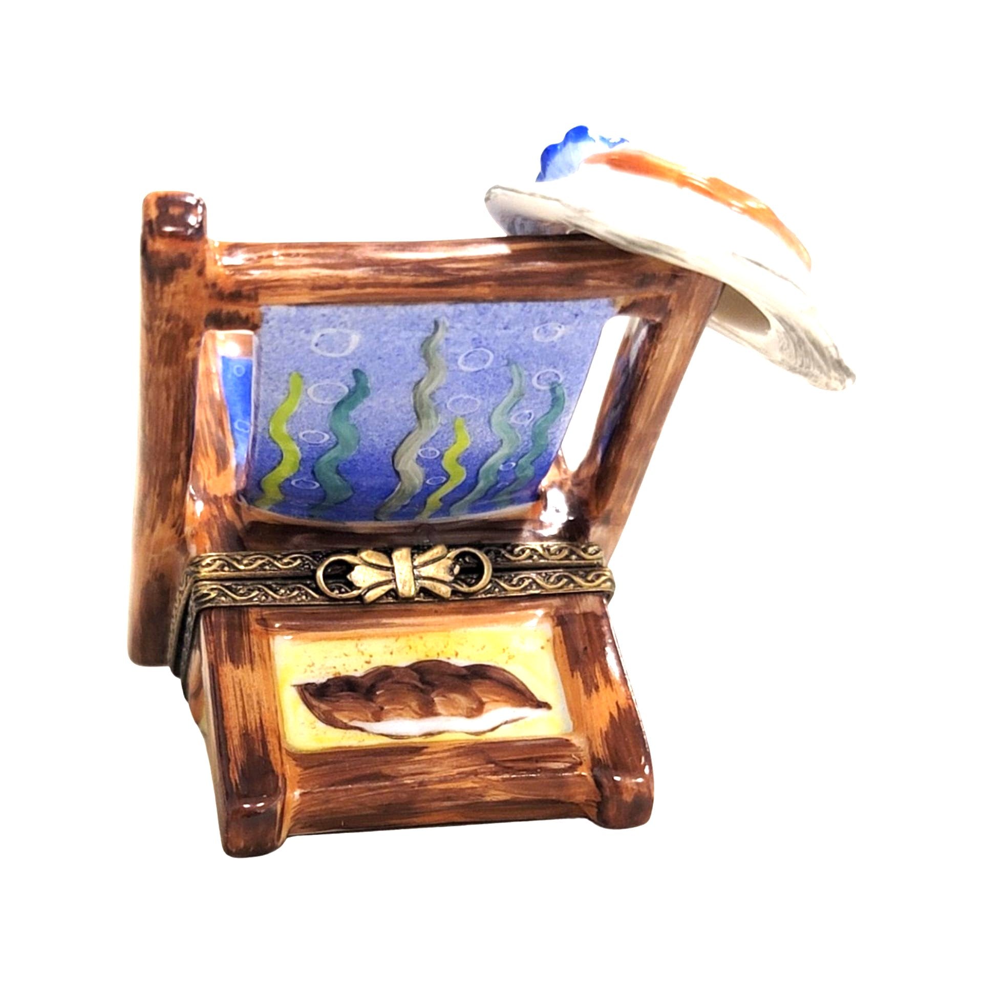 Beach Chair Seahorse Figurine Porcelain Limoges beach ocean French Trinket Box