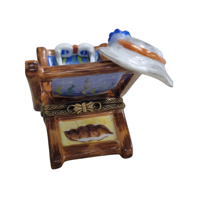 Beach Chair Seahorse Figurine Porcelain Limoges beach ocean French Trinket Box