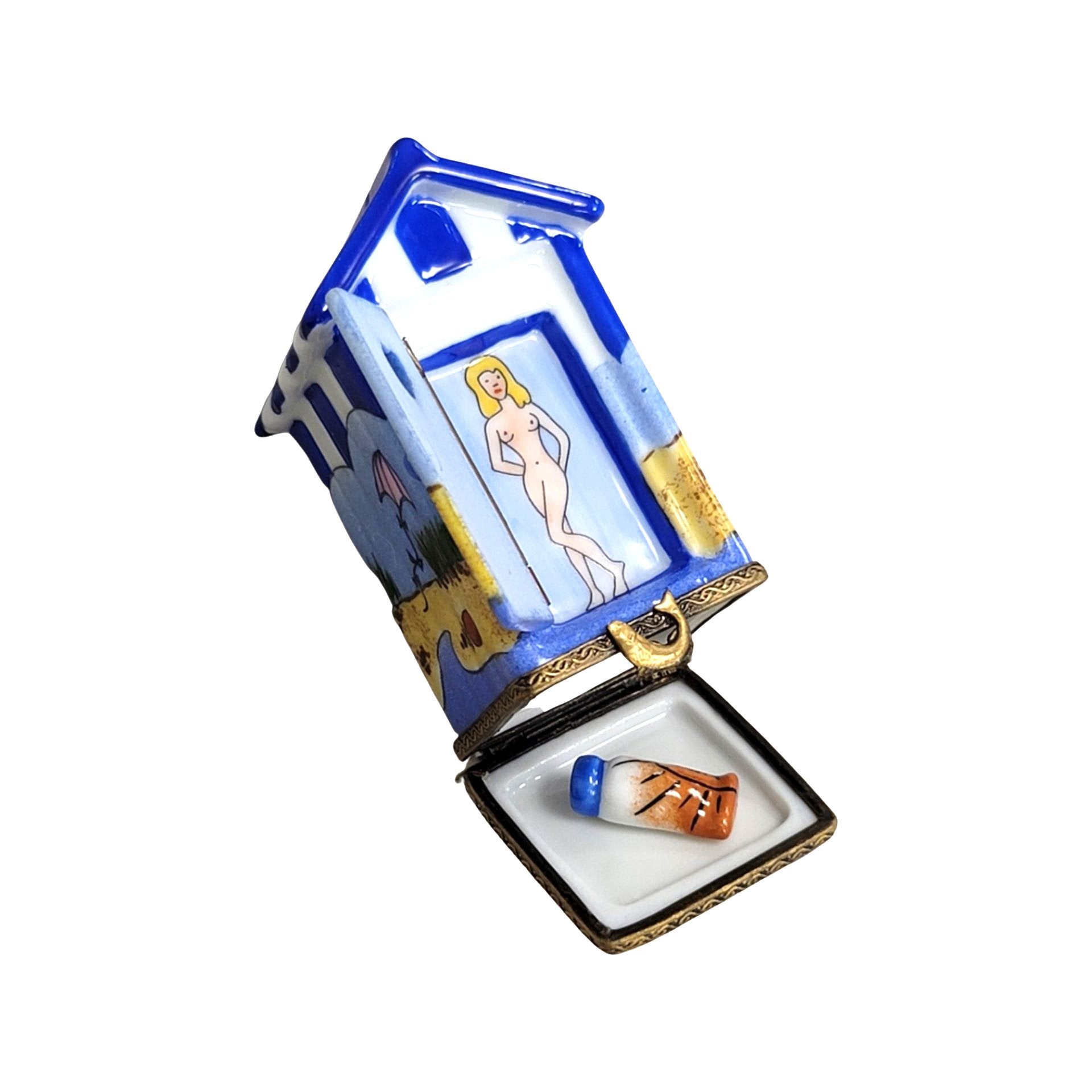 Beach Hut Cabana Delight Porcelain Limoges beach ocean travel French Trinket Box
