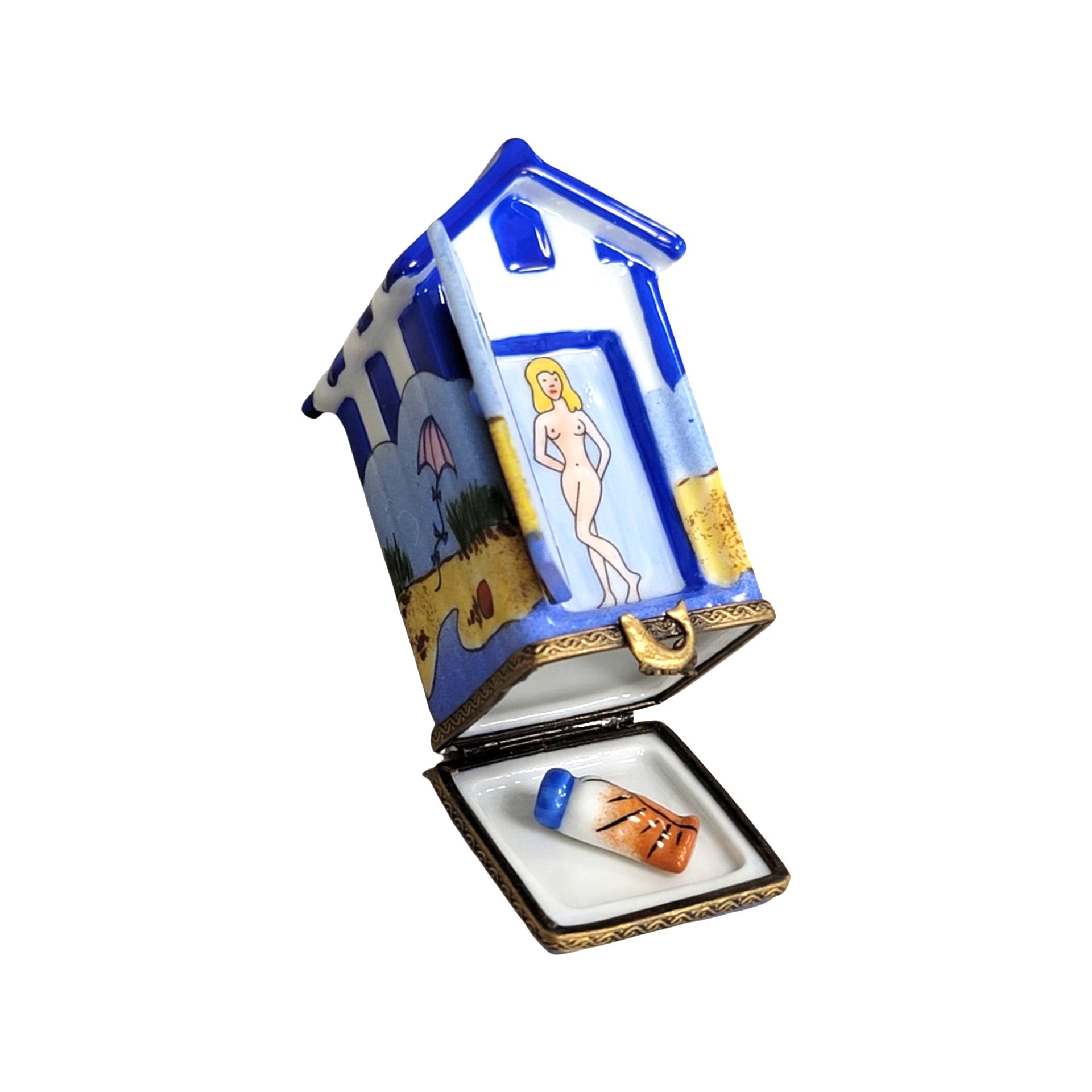 Beach Hut Cabana Delight Porcelain Limoges beach ocean travel French Trinket Box
