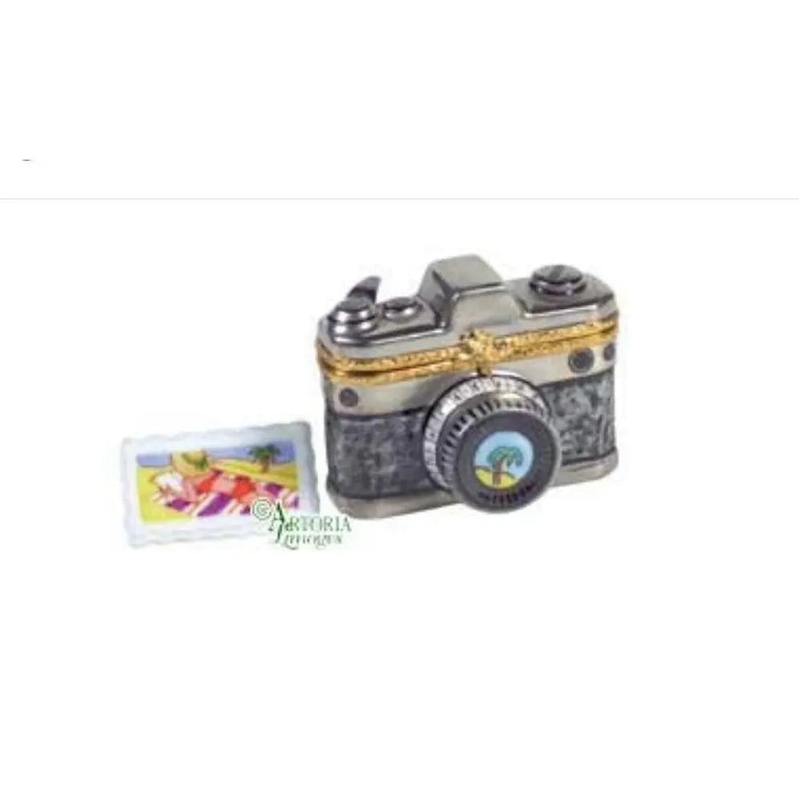 Beach Tourist Camera Travel Porcelain Limoges beach ocean French Trinket Box