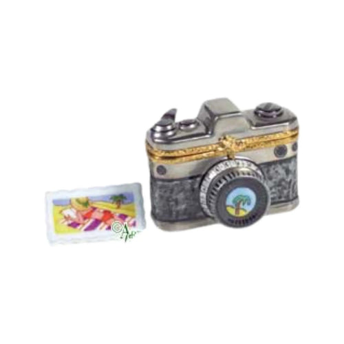 Beach Tourist Camera Travel Porcelain Limoges beach ocean French Trinket Box